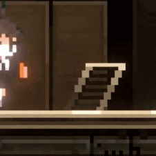 Pixel Art Person Standing Next To Staircase GIF