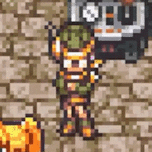Pixel Art Person Standing Next to Truck