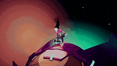 Pixel Art Person Standing On Purple Object GIF