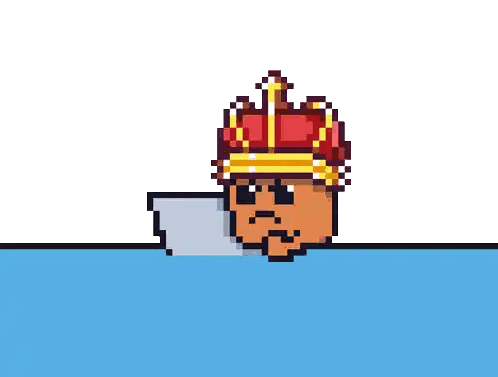 Pixel Art Person Wearing Crown and Sunglasses