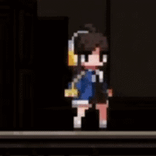Pixel Art Person Wearing Headphones In Dark Room GIF