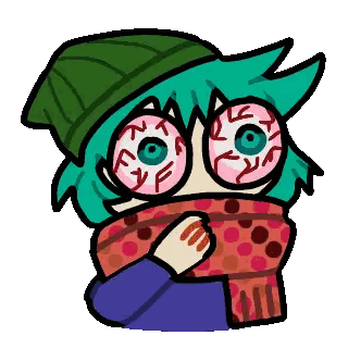 Pixel Art Person with Bloody Eyes and Scarf