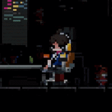 Pixel Art Person With Headphones And Backpack GIF