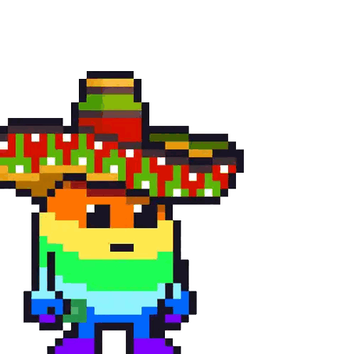 Pixel Art Person with Sombrero and Money