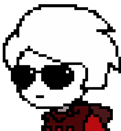 Pixel Art Person With Sunglasses and Red Shirt