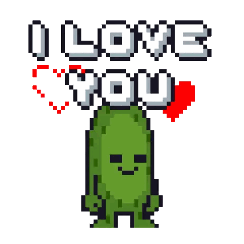 Pixel Art Pickle Holding Heart I Love You