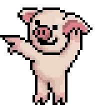 Pixel Art Pig Waving Hand
