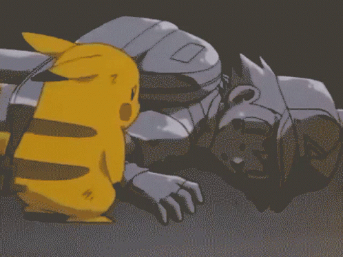 Pixel Art Pikachu Standing Next to Man