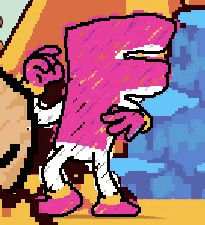 Pixel Art Pink and White Cartoon Character With Glasses