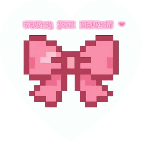 Pixel Art Pink Bow I Love You