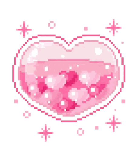 Pixel Art Pink Heart with Inside Hearts