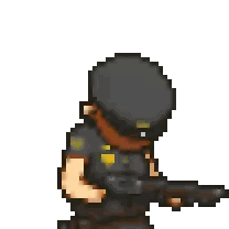 Pixel Art Police Officer With Gun