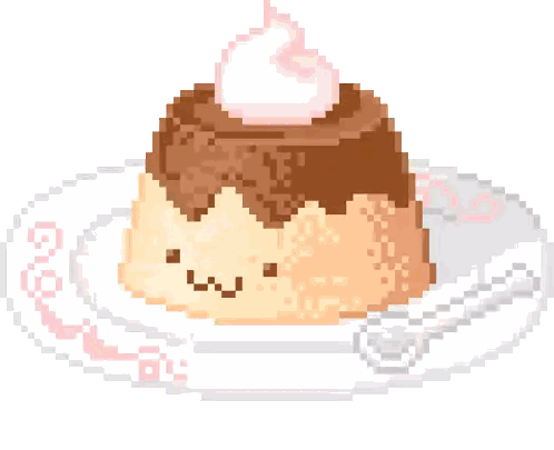 Pixel Art Pudding With Whipped Cream