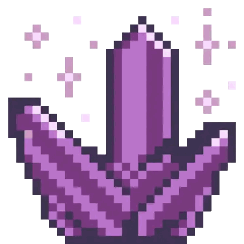 Pixel Art Purple Crystal with Sparkles