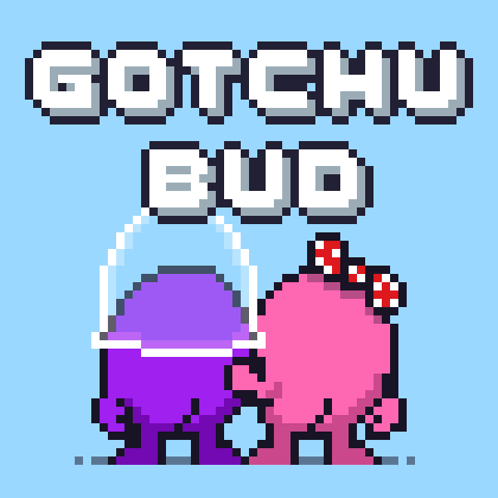 Pixel Art Purple Pink Monster Gotchu Bud