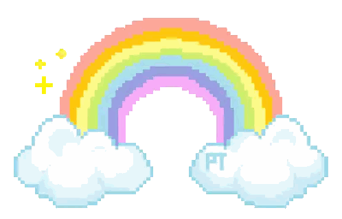 Pixel Art Rainbow Surrounded by Clouds