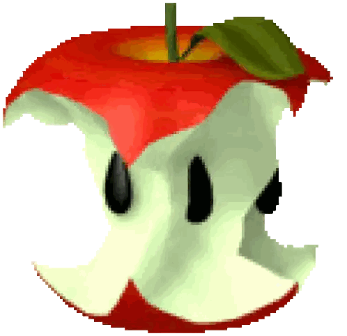 Pixel Art Red Apple With Green Leaf And Bite