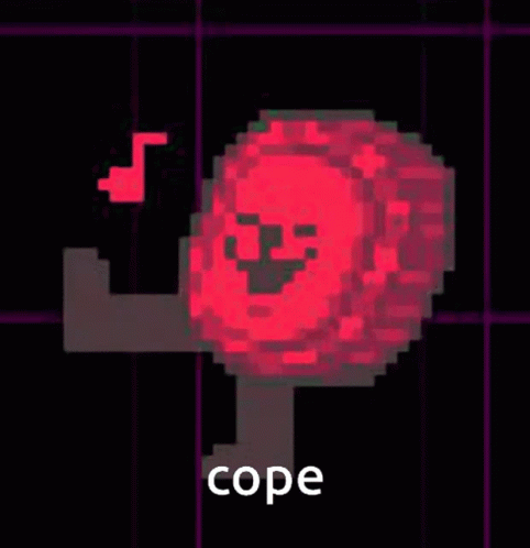 Pixel Art Red Ball With Face and Music Note