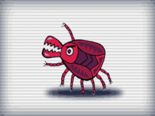 Pixel Art Red Bug with Big Mouth