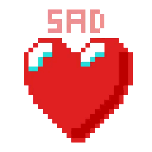 Pixel Art Red Heart Sad