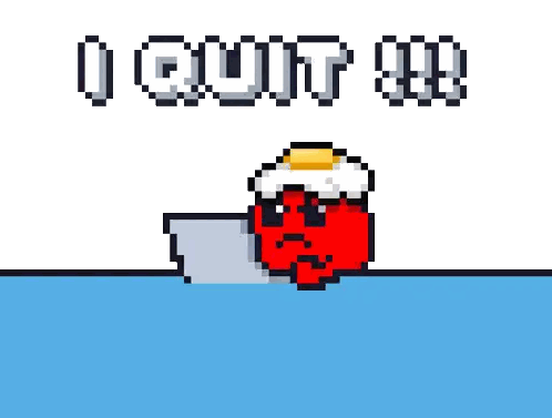 Pixel Art Red Object Holding Bat I Quit