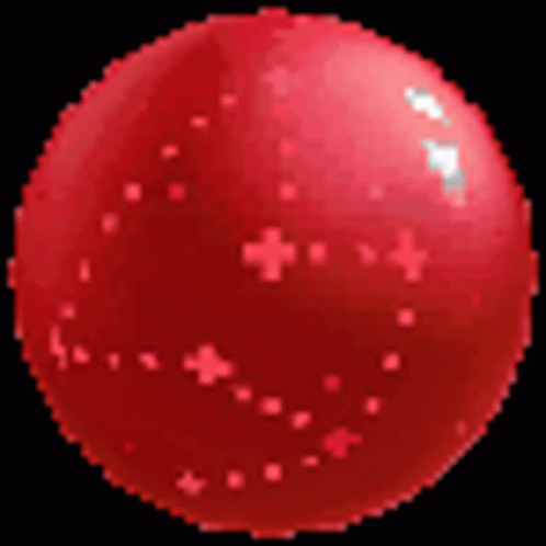 Pixel Art Red Sphere on Black Background