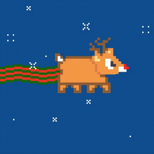 Pixel Art Reindeer Flying GIF
