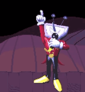 Pixel Art Robot Holding Gun And Microphone GIF
