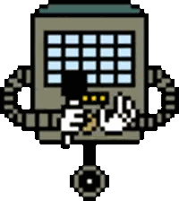 Pixel Art Robot Holding Keypad