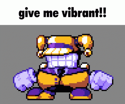 Pixel Art Robot Saying Give Me Vibrant GIF