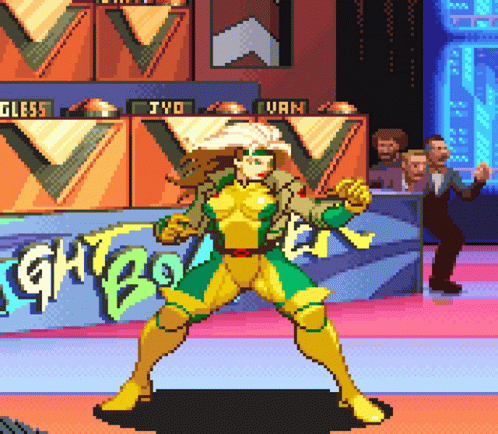Pixel Art Rogue In Front Of Van Sign GIF