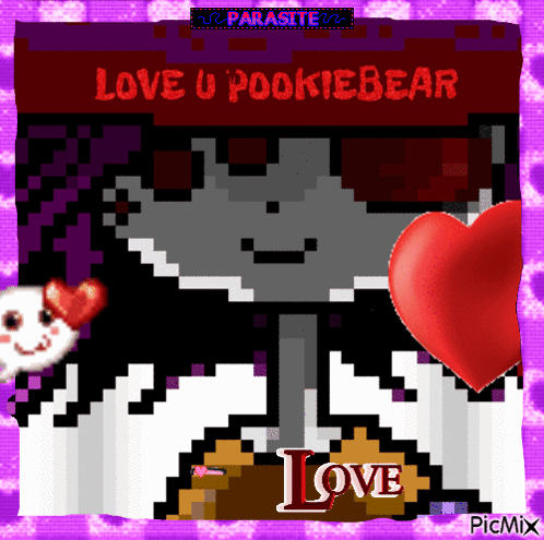 Pixel Art Saying Love U Pookiebear With Heart GIF
