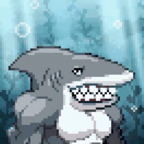 Pixel Art Shark in Water