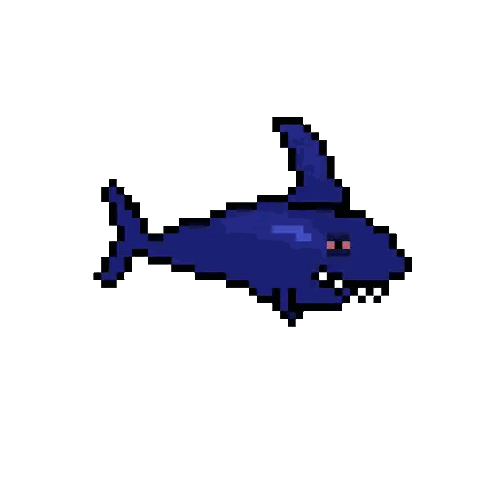 Pixel Art Shark with Red Eyes