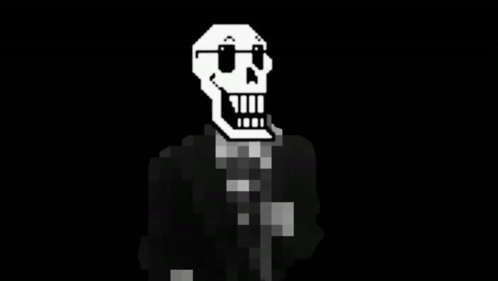 Pixel Art Skeleton in Sunglasses and Plaid Shirt