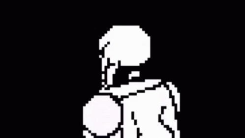 Pixel Art Skeleton Saying Hey