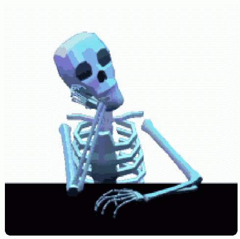 Pixel Art Skeleton Sitting At Table GIF