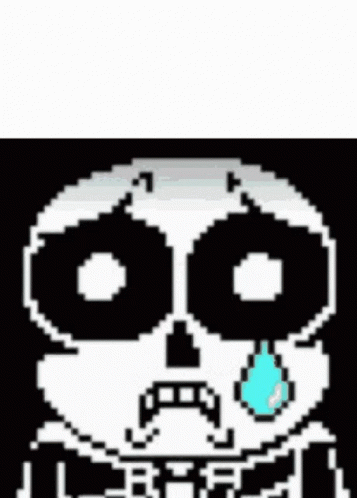 Pixel Art Skeleton With Blue Tear