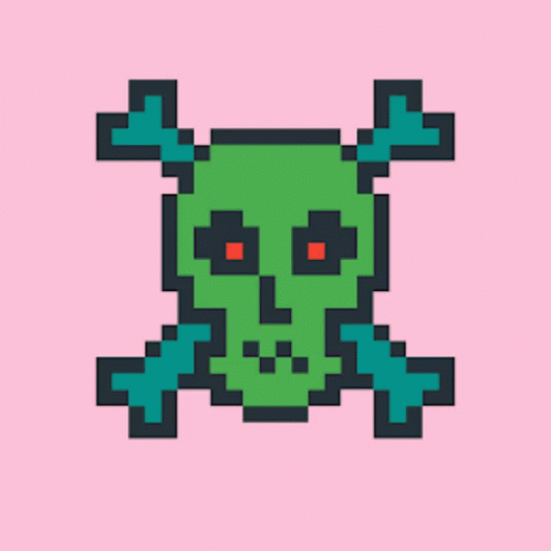 Pixel Art Skull and Crossbones