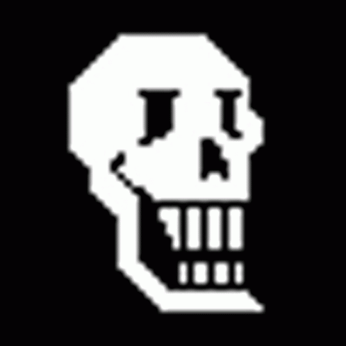 Pixel Art Skull Mouth Open Black Background