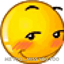 Pixel Art Smiley Face Saying Me Too Miss You Too