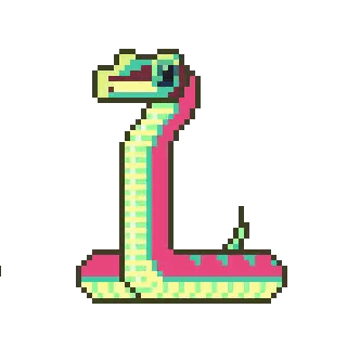 Pixel Art Snake with Coffee Cup