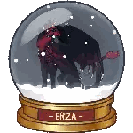 Pixel Art Snow Globe With Red Wolf