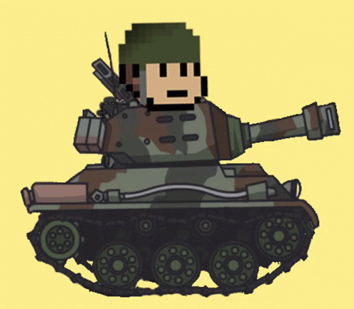 Pixel Art Soldier in Tank with Gun