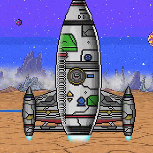 Pixel Art Space Ship With Letters DD GIF