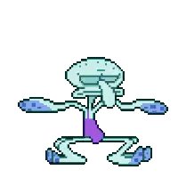 Pixel Art Squidward Holding Purple Object
