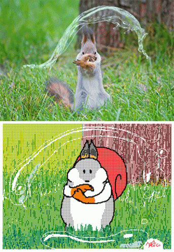 Pixel Art Squirrel Eating a Nut