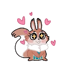 Pixel Art Squirrel With Hearts