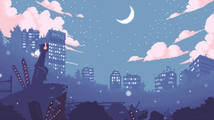 Pixel Art Starry Night Background GIF