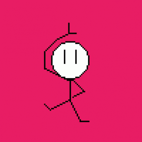 Pixel Art Stick Figure With Two Eyes And Circle GIF